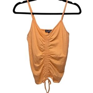 FRESHMEN 1996 Juniors Sz S NEW Orange Ruched Tank‎ Top with adjustable straps